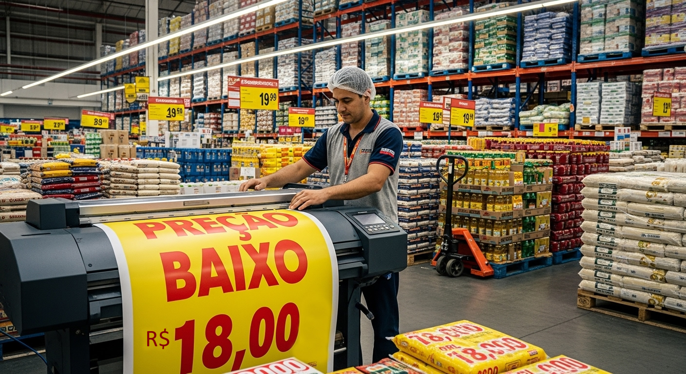 Impressora de cartazes Matrix Print em supermercado
